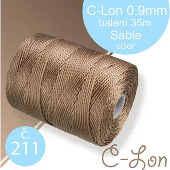 Nit Nylonová nit C-Lon pevná korálková nit. Barva 211 Sable. Síla nitě 0,9mm. Balení 35m na cívce.