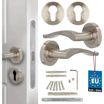 Dveřní kování Dveřní klika vnitřní krátká štítka dělená s rozetou na vložku saténová