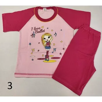 Dívčí pyžamo Dívčí pyžamo Blondýnka krátké - 98 / malinová / 3