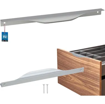 Nábytkové kování Hranatá nábytková úchytka moderní hliník stříbrná 256 mm - 256 mm \ stříbro