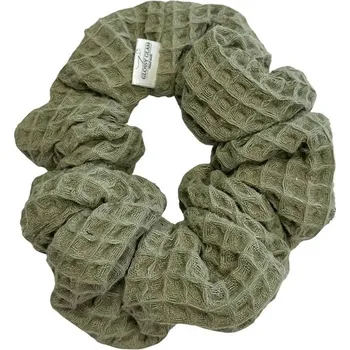 gumička do vlasů scrunchies glossy glam Khaki velká - vaflová