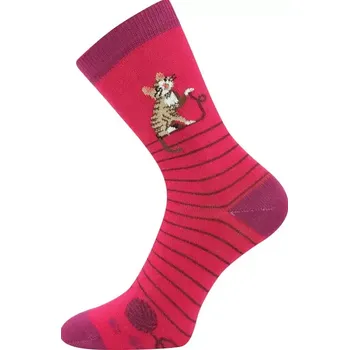 Dámské punčochy Dívčí ponožky Kočka a klubko - 25-29 / malinová