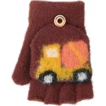 Rukavice Chlapecké pletené rukavice R-220 - 13 cm / hnědá