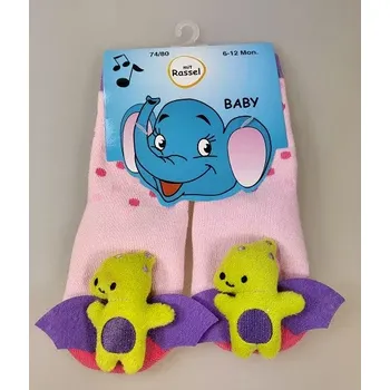 Dámské punčochy Froté ponožky s chrastítkem Netopýr - 62-68 / růžová