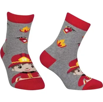 Chlapecké ponožky Malý hasič - 14-16 / šedá