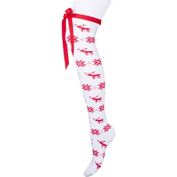 Dámské punčochy Dámské nadkolenky Winter - Uni / bílá/červená