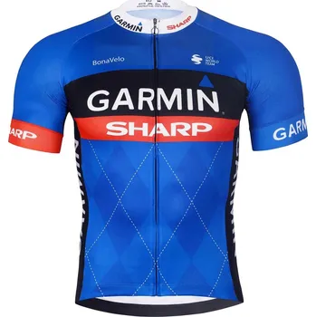 cyklistický dres BONAVELO Cyklistický dres s krátkým rukávem - GARMIN SHARP - modrá/černá M