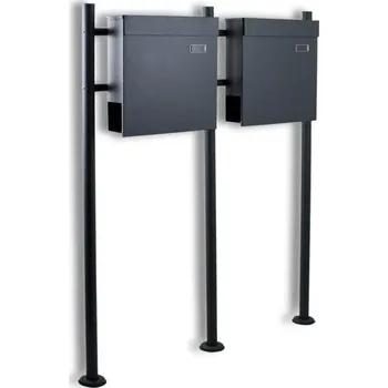 Poštovní schránka Dvojitá poštovní schránka na dopisy, tiskoviny, noviny, volně stojící venkovní M16154(2x16027+16022)