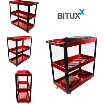 Dílenský vozík na nářadí červené barvy na kolečkách MS19433