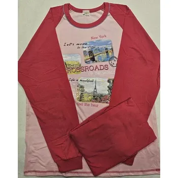 Dámské pyžamo Dívčí pyžamo Pictures dlouhé - 164 / malinová - 13