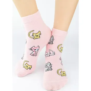 Dámské punčochy Dívčí ABS ponožky Kočičky - 19-22 / růžová
