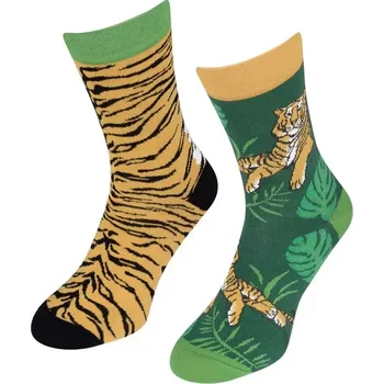 Pánské ponožky Pánské nestejné ponožky Tygr - 42-44 / zelená