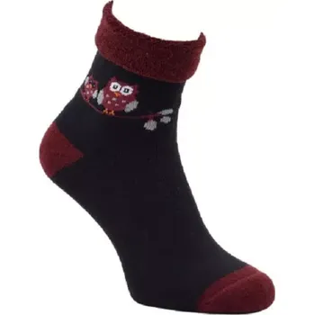 Dámské ponožky Dámské froté ponožky se sovičkami - 35-38 / černá