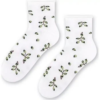 Dámské ponožky Zelené listy - 38-40 / bílá