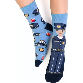 Dětská móda Chlapecké nestejné ponožky Policista S - 32-34 / modrá