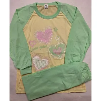 Dívčí pyžamo Dívčí pyžamo Love dlouhé - 134 / světležlutá