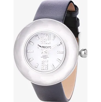 Hodinky Preciosa Hodinky Crystal Time Premium s českým křišťálem Preciosa, matné, bílé, černý řemínek