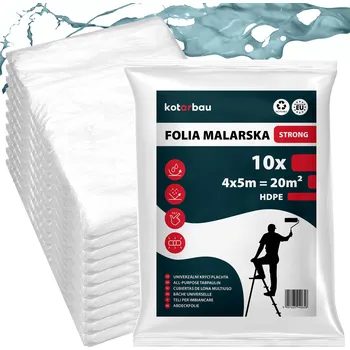 Zakrývací fólie na malování Malířská fólie ochranná stavební tenká silná průhledná 4x5 m sada 10 ks. - tenké