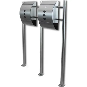 Poštovní schránka Dvojitá půlkruhová poštovní schránka se schránkou na noviny, volně stojící M16437(2x13173+13663)