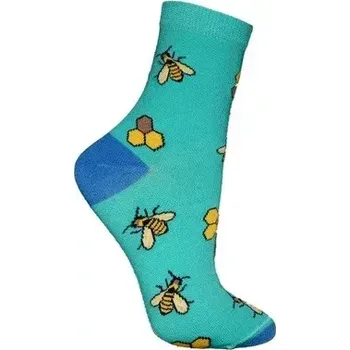Dámské ponožky Dámské ponožky Včelky - 35-37 / tyrkysová