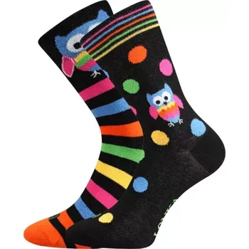 Dámské punčochy Dívčí nestejné ponožky Jsem Sova - 20-24 / černá