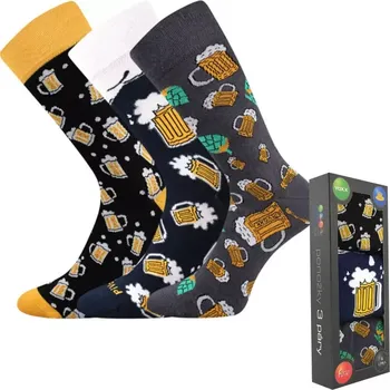 Pánské ponožky Pánské ponožky v krabičce Debox E ( 3 páry ) - 43-46 / černá/šedá