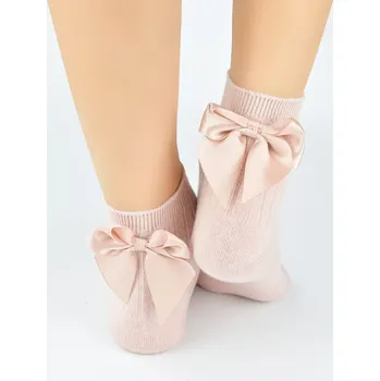 Dámské punčochy Dámské ponožky s mašlí SB144 - 35-38 / pudrově růžová