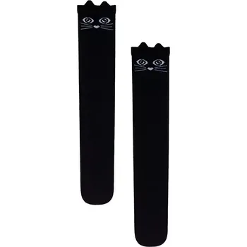 Dámské punčochy Dívčí nadkolenky Kočka - 152-158 / černá