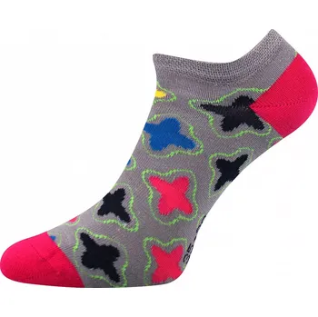 Dámské oblečení Dámské ponožky Piki Květiny - 39-42 / šedá