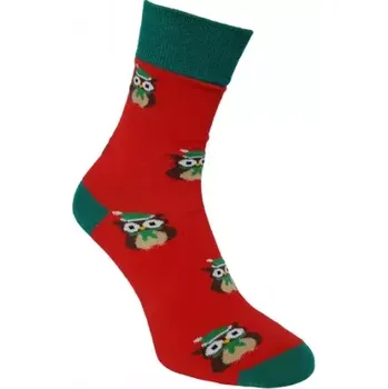 Pánské ponožky Dospělé ponožky Vánoční sova - 43-46 / červená