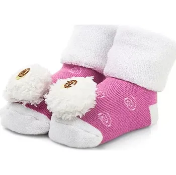 Dámské punčochy Froté ponožky s chrastítkem Zvířátka - 62-68 / růžová