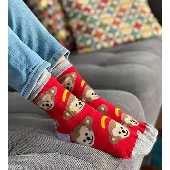 Dámské punčochy Dětské ponožky Opičky M - 29-31 / červená