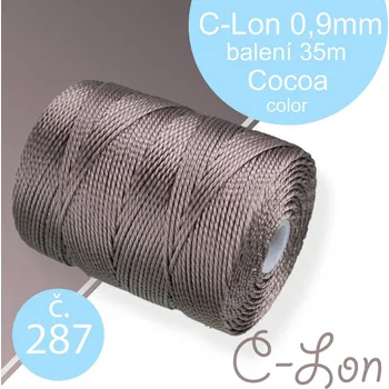 Nit Nylonová nit C-Lon pevná korálková nit. Barva 287 Cocoa. Síla nitě 0,9mm. Balení 35m na cívce.