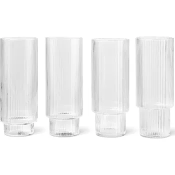 Sklenice Ferm Living Sklenice Ripple Long 300 ml – set 4 ks