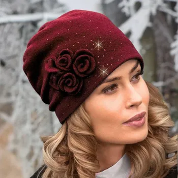 Čepice Krumlovanka Dámská vínová zimní čepice z 100% vlny W-0079/144