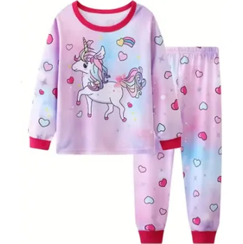 Dívčí pyžamo Unicorn (Jednorožci) Dětské bavlněné pyžamo s Jednorožci (více motivů) Barva: červeno fialová (purple), Velikost: 3 roky