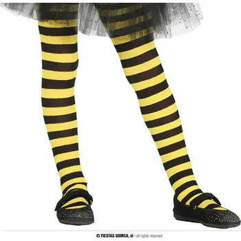 Karnevalový doplněk Fiestas Guirca Dětské proužkové punčochy černo-žluté - věk 7 -10 roků