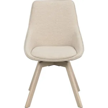 Jídelní židle Rowico Jídelní židle, čalouněné, nohy z dubu, bílé, otočná, Alison Barva: Světlé béžová