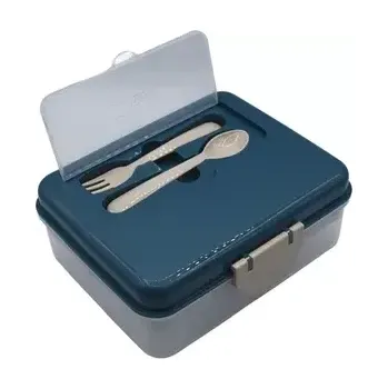 Svačinový box Melii Dvoupatrová krabička na svačinu 1446 ml - Luxe modrá/béžová