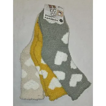 Dámské ponožky Dámské žinilkové ponožky Srdíčko - 3 páry - 35-41 / olivová světlá