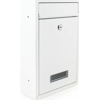 Poštovní schránka Bílá poštovní schránka kompaktní mobilní nástěnná s otevírací klapkou M16847