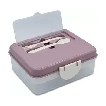 Svačinový box Melii Dvoupatrová krabička na svačinu 1446 ml - Luxe růžová/béžová