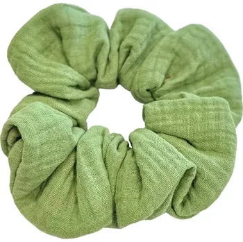 gumička do vlasů scrunchies glossy glam Světle zelená velká - mušelín