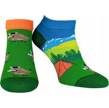 Pánské ponožky Dospělé nerovné ponožky Divočák krátké - 39-42 / zelená
