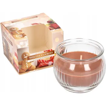 Svíčka Vonná svíčka v kulatém skle 18h kotarbau - zimní sušenky