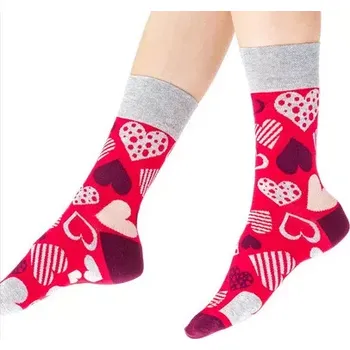 Dámské punčochy Dámské ponožky Hearts D - 39-42 / červená