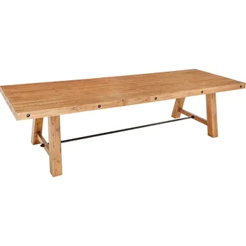 Jídelní stůl Masivní dřevěný jídelní stůl FINCA – borovice vintage hnědá / kovové detaily / 300 cm