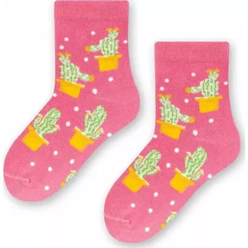 Dětské ponožky Kaktusy - 26-28 / lososová