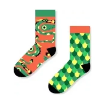 Dámské punčochy Dospělé nestejné ponožky Čínský drak - 36-38 / oranžová