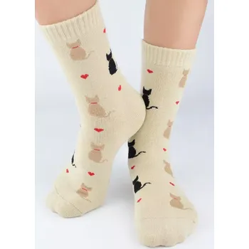 Dámské punčochy Dětské - dámské froté ponožky Cats N - 31-34 / béžová